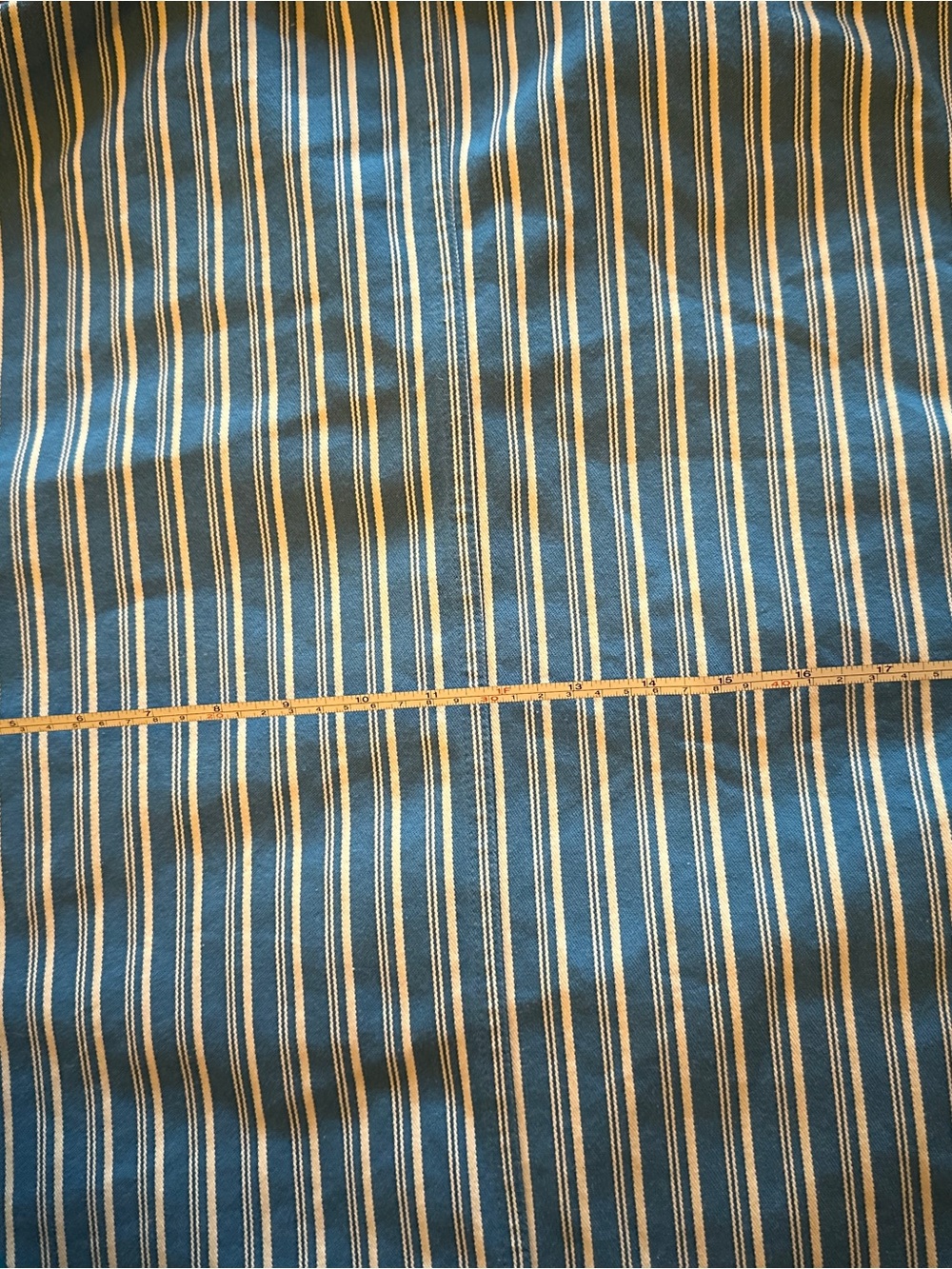 Big Bud Stripe Button-Up Chore Jacket in Blue and White with Orange Buttons - Picture 6 of 9